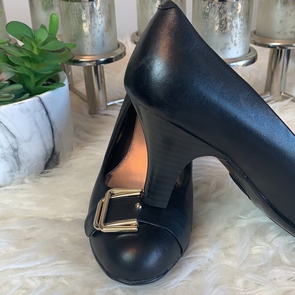 EURO Soft By Sofft Black patent Leather Heels Peep Toe Shoes Size 8 - Picture 6 of 15